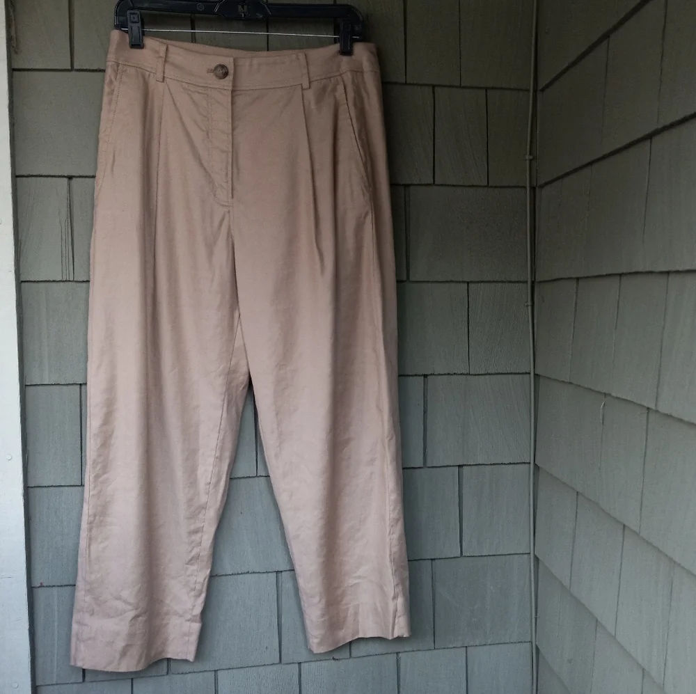 The Reset R Label Slouchy Trouser Pleated Ankle Pant Taupe Size S - Picture 2 of 6